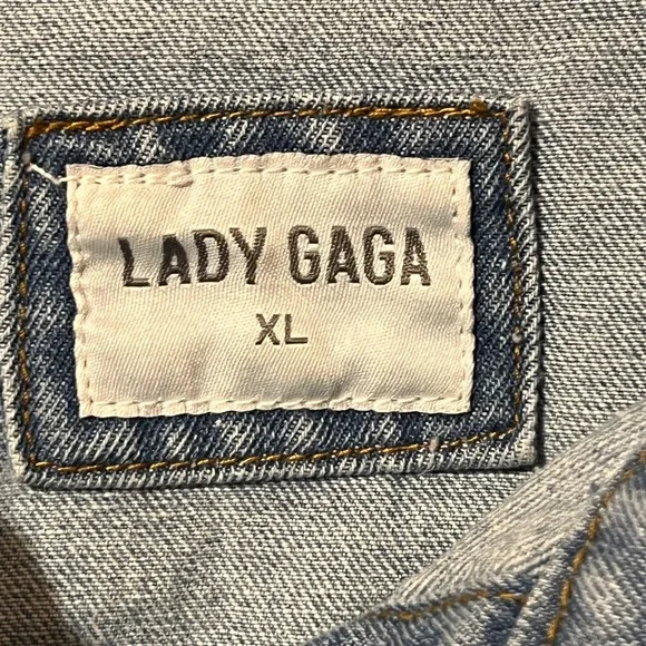 Lady Gaga Joanne Album Cover Denim Jacket Light Wash Blue Women XL Concert Merch - Picture 5 of 9